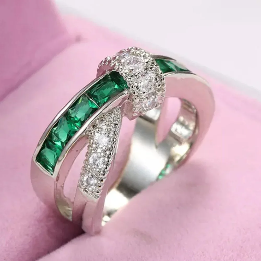 🌸925 Silver Plated Antique Yellow CZ Punk Party Cocktail Ring, GPMB1400